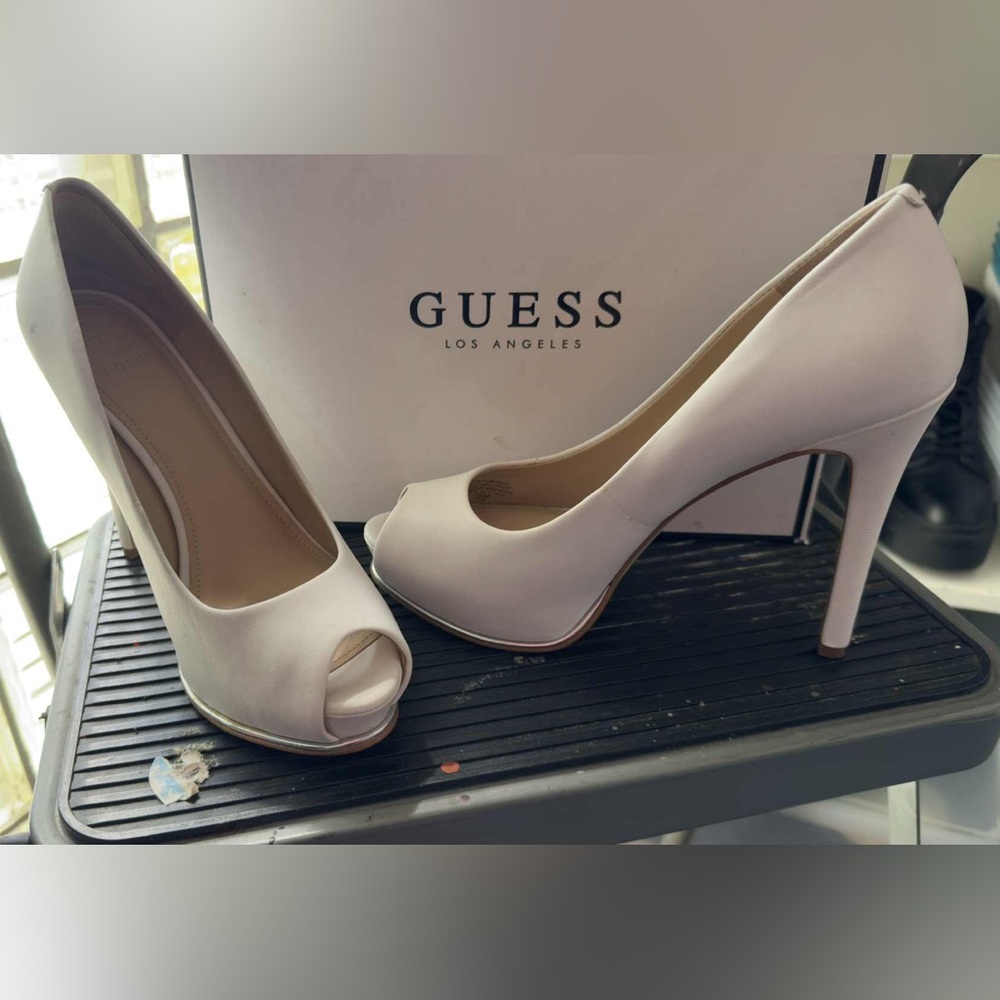 Guess Elegant White Peep Toe Heels
